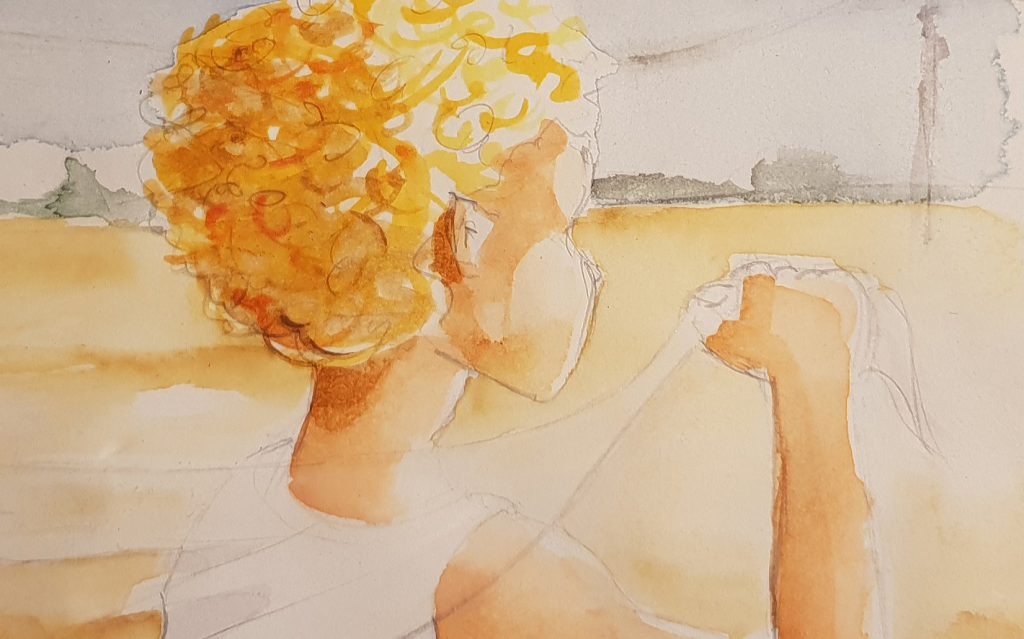 Aquarell Blond gelockt