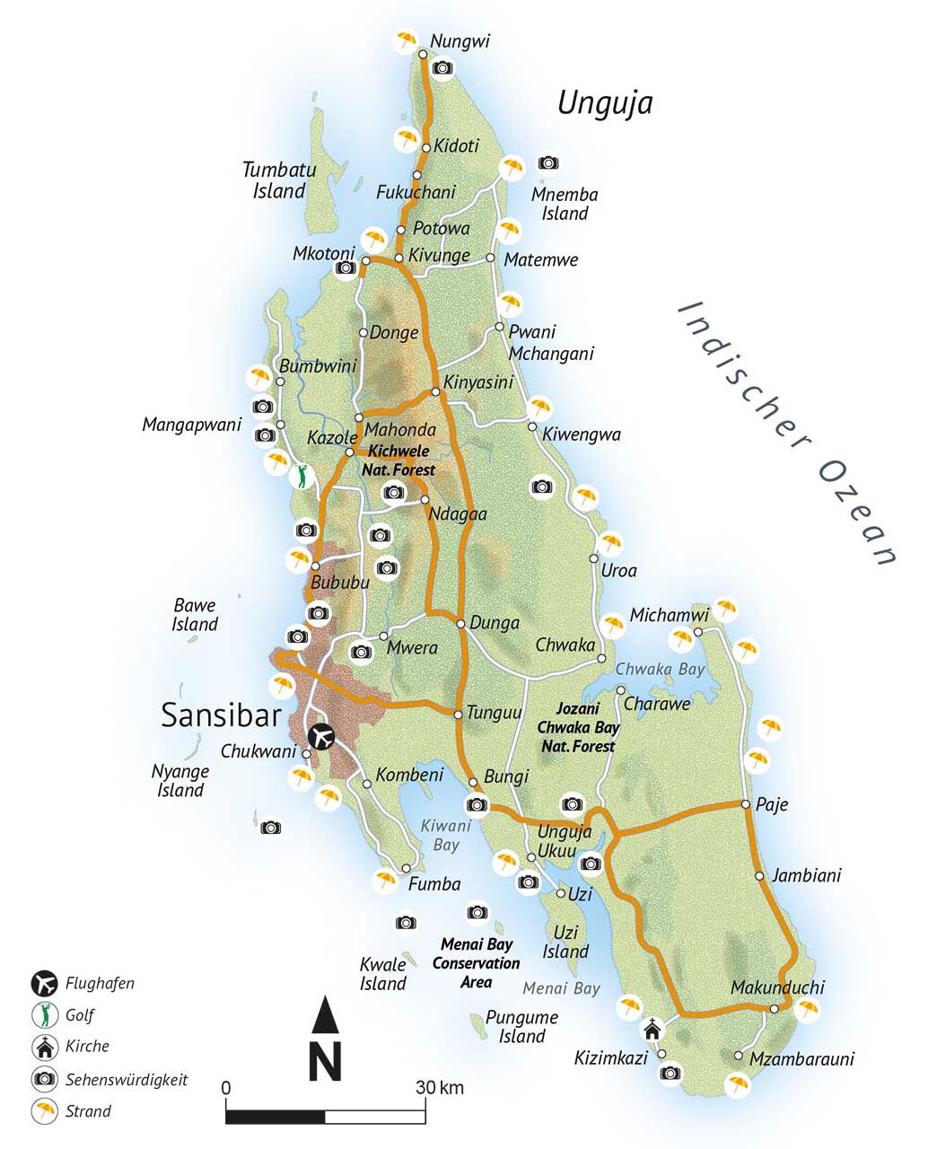 alltours Karte von Sansibar