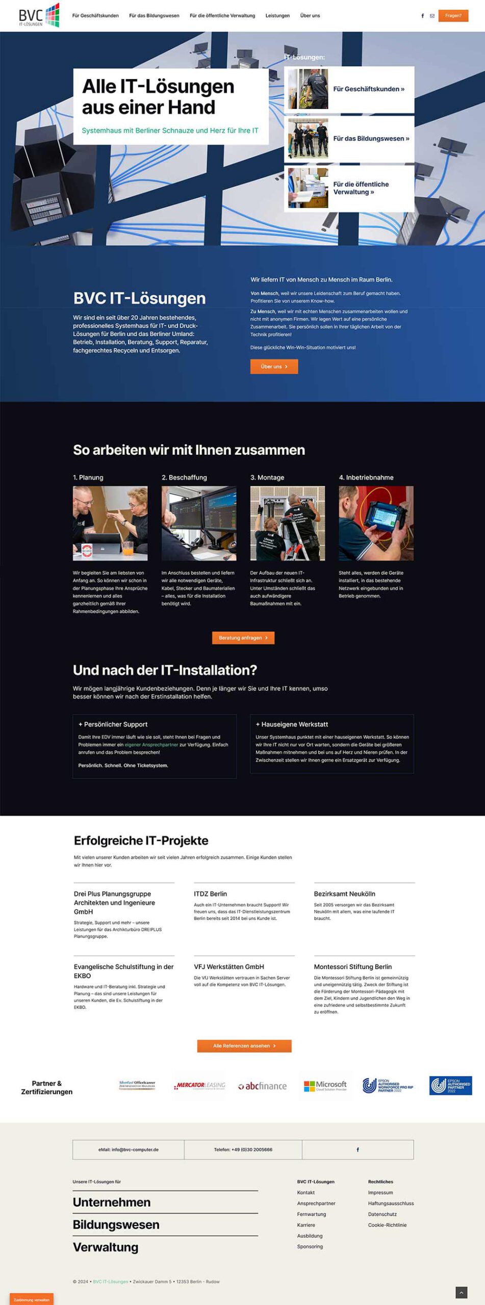 Webseite für Berliner Systemhaus BVC IT-Lösungen